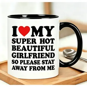 Men's Reusable Coffee Cups with Classic "I Love My Super Hot Girlfriend" Graphic, Comfortable Versatile Everyday Wear, Valentine's Day Gifts for Boyfriend, Summervibes Outdoor Use