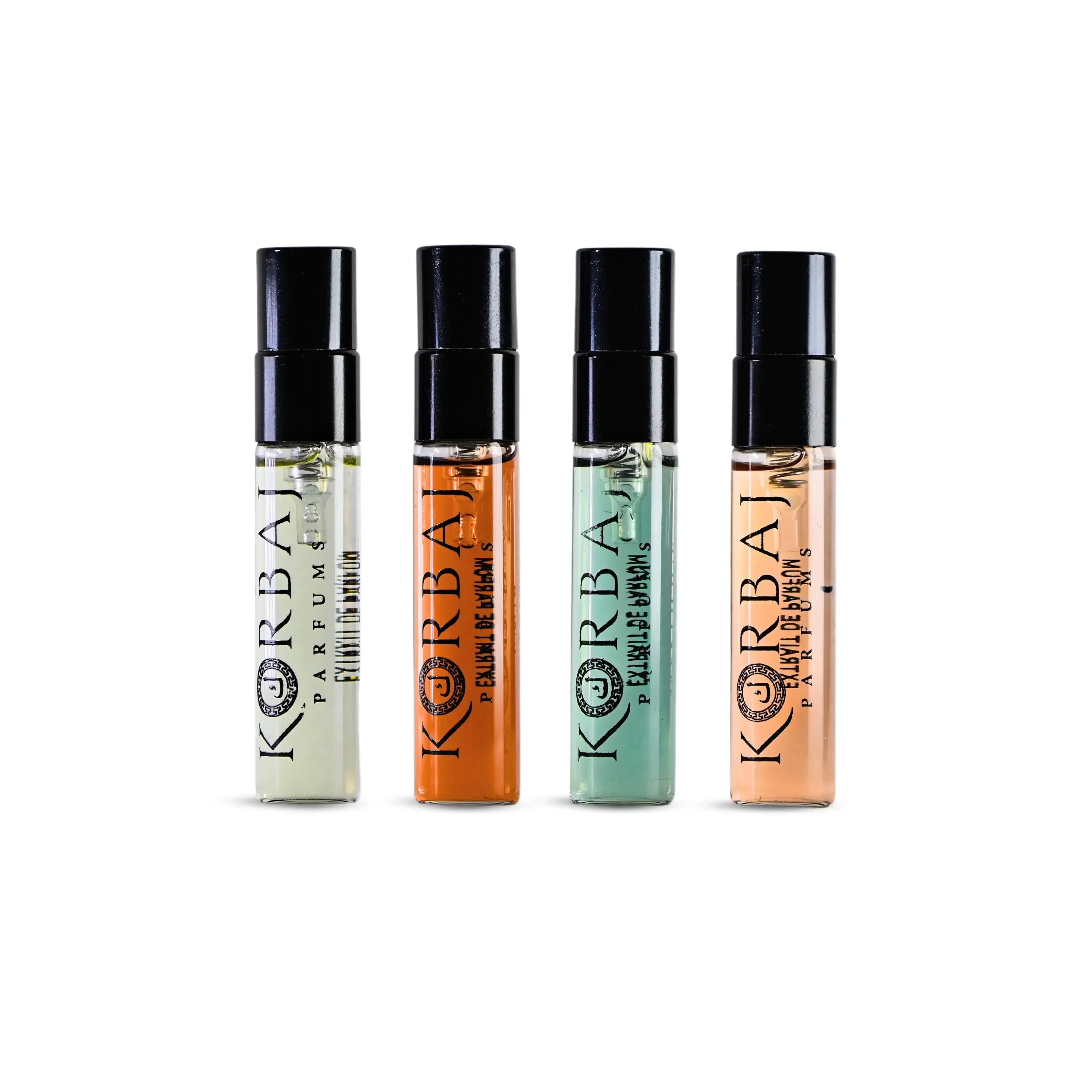 KORBAJ PARFUMS Ammonia-Free Mini Perfume Sample Set - 20 ml Pack of 4, Unisex Arabian EDP with Fresh, Fruity, Citrus Notes, Long-Lasting Perfumes for Women & Adults, Free Samples