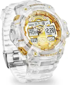 Mens Watch for Men Digital Sports Watch,7 Color LED Light Large Analog Digital Display Waterproof Watch with 3 Alarms/Countdown/Stopwatch/Dual Time Multi-Function Military Wrist Watches