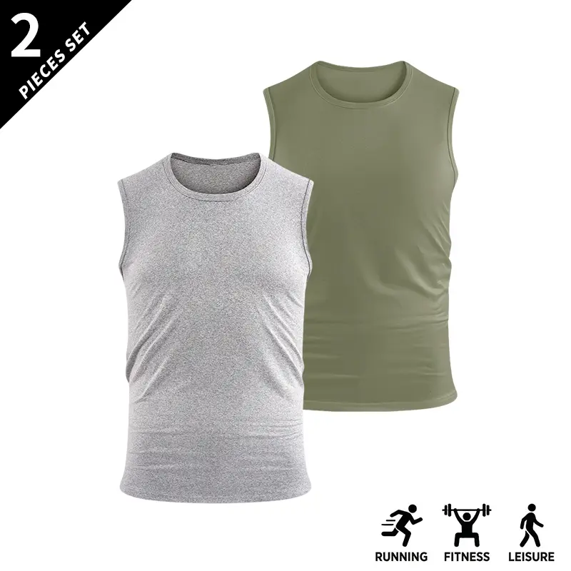 2PCS-Gray Linen + Light Army Green