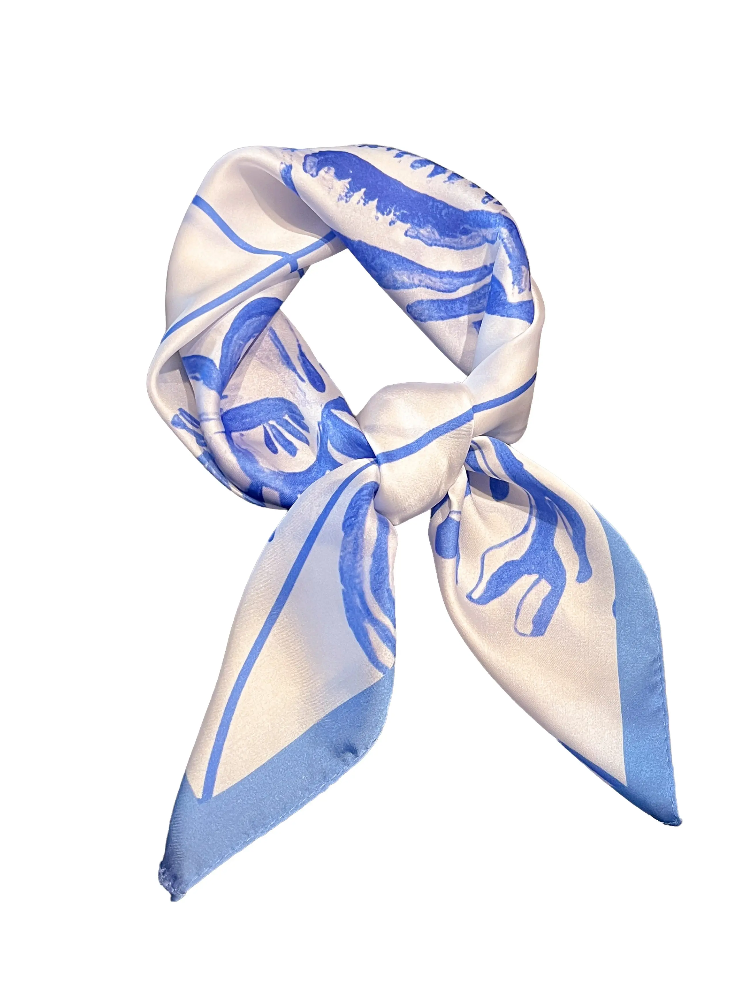 Women's Satin Ocean Print Hairband Scarf, Soft Silk-Like Headwear Accessory, Fashionable Multifunctional Neck Wrap for Daily Use, Fashion Headscarf, Neck Scarves