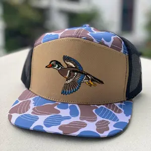 Vintage Southern Rut Wood Duck Flying Hat, Mallard Duck Flying Embroidered Camo Trucker Hat, 7-Panel Baseball Cap, Duck Mallard Hunting Hat