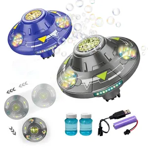 Flying Saucer Bubble Remote Control Car, Smart Obstacle Avoidance, Sound Light Music, Outdoor Fun, Birthday Gift, Includes 2 Bottles of Bubble Solution