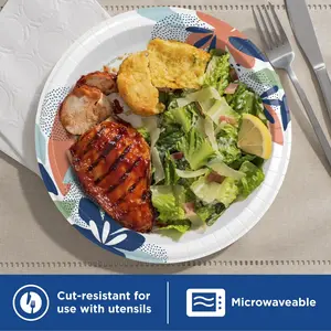 Dixie 10 Inch Disposable Paper Plates 150 Count | Heavy Duty Soak-Proof Microwave Safe Party Plates