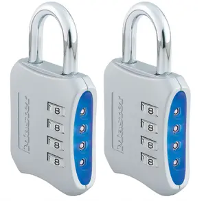 Master Lock Resettable Combination Locker Lock, Lock for Gym and School Lockers, Blue, 2 Pack, 653BLUE