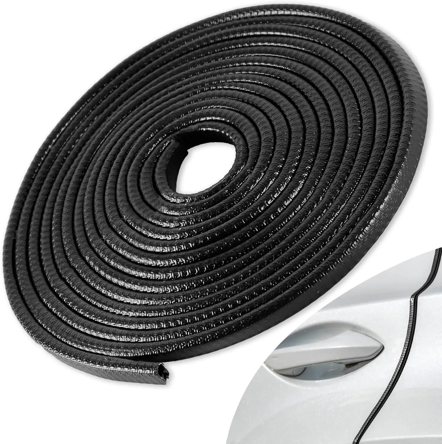 16.4Ft (5M) Car Door Edge Guard, Anti- Collision No Glue Protective Strip, Rubber Edge Trim Door Protector for car and truck, Car Accessories(Black）
