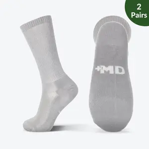 [Pack of 2] Premium Bamboo Crew Socks - Odor Resistant & Cushioned Sole - Breathable Moisture Wicking Work Socks for Sweaty Feet