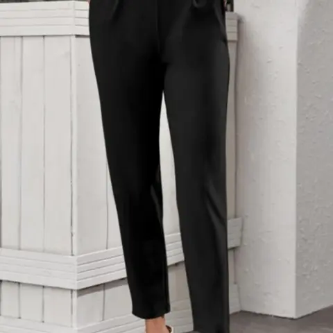 Women's Solid High Waist Fitted Formal Pants, Elegant Fashion Casual for Work Office Business, Ladies Bottoms for All Seasons, High Waistband Pants