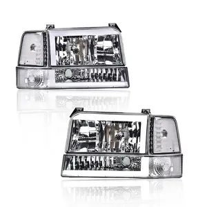 LED DRL Bumper Headlights  Fit For Ford 1992-1996 F150 F250 F350 6PCS Modern Plug-and-Play Dual  Led Headlamps Bulbs auto head lights amber lens
