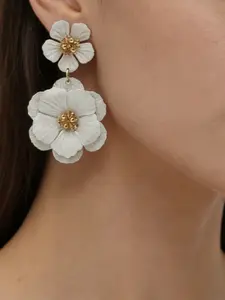 Elegant Floral Earrings, Luxurious High-End Ear Jewelry, European Style Unique Trendy Multicolor Double Layer Flower Studs for Women