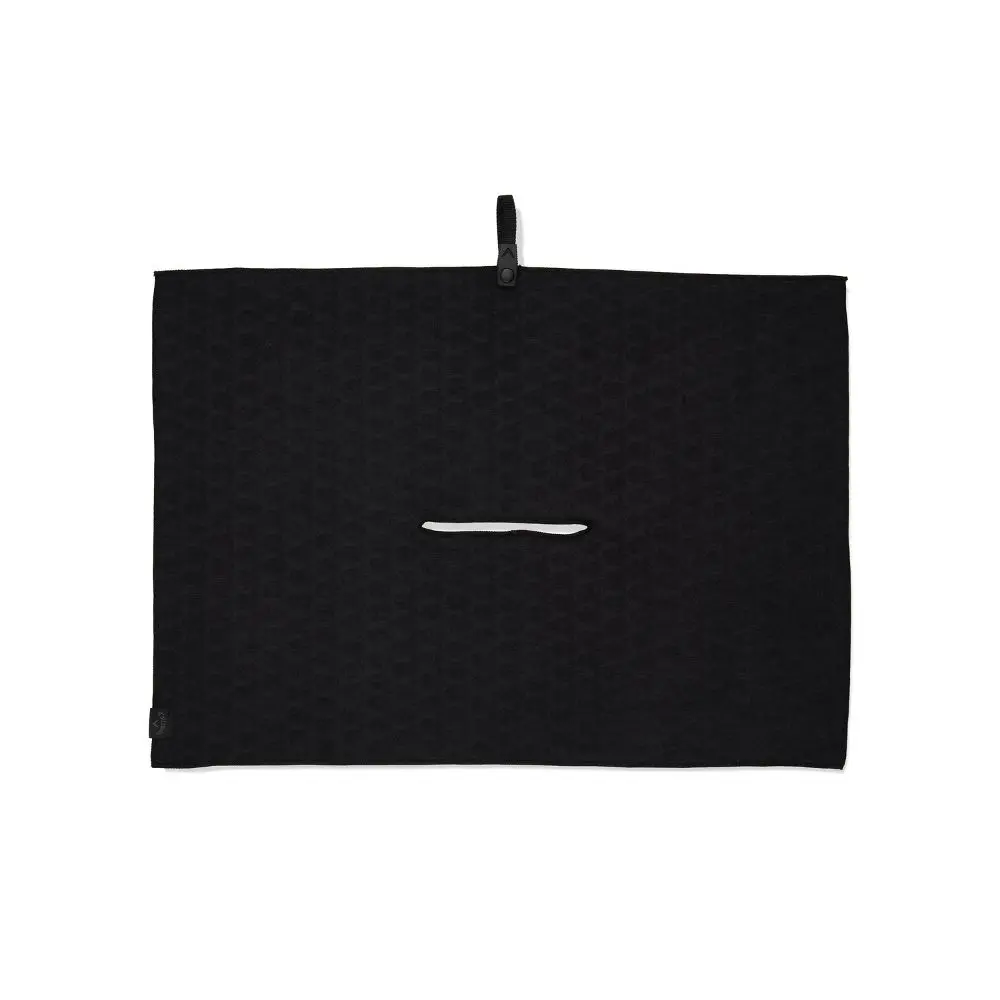 Callaway Debossed Microfiber Golf Towel for Golf Bags, Absorbent Lightweight Soft Towel with Center Slit and Quick Snap Attachment, Black