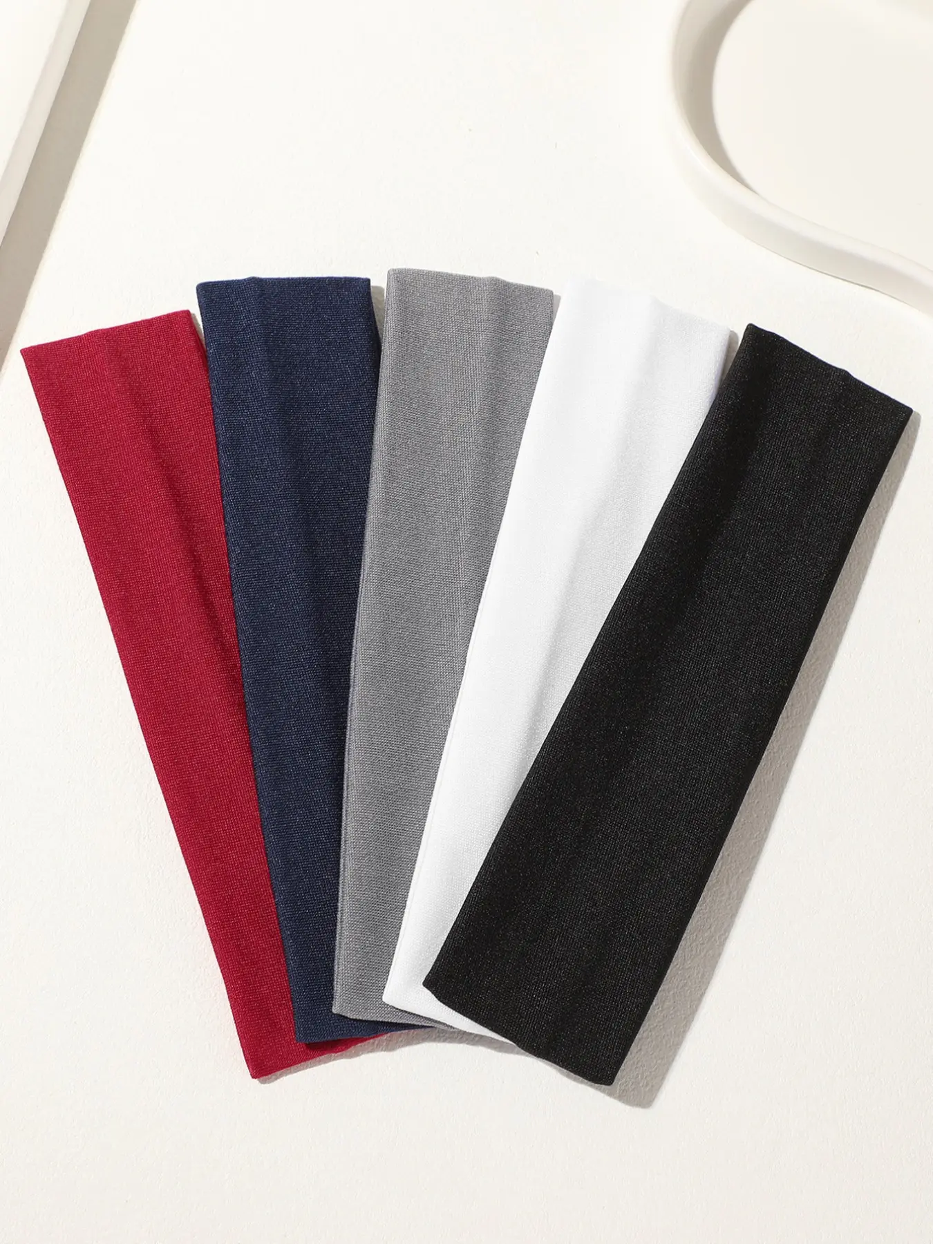 5pcs Plain Color Sports Headbands, Sweat-Resistant Running Towels, Fitness Headbands for All Seasons, Casual Style, Elastic Headband, Sweat Wicking Headband, Sweat Absorbing Headband, Workout Headband