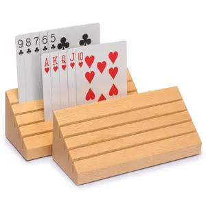 Standard-Size Solid Beechwood Playing Card Holders - Set of 2