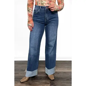The Maxine from Lovervet: High-Rise Cuffed Wide Leg Denim