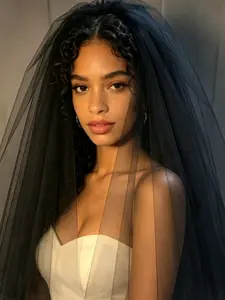 Elegant Double Layer Short Bridal Veil, Delicate Lace Border Soft Tulle, Wedding Headwear with Hair Comb, Formal Event Accessory