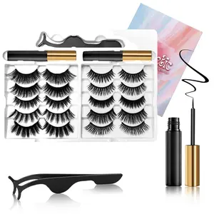 Magnetic Eyelashes Kit - 10 Pairs Lightweight 3D Natural Look Magnetic Lashes with Eyeliner & Tweezers, Reusable Mink False Eyelashes, Sweatproof, No Glue Needed, Easy to Apply Makeup Cosmetic