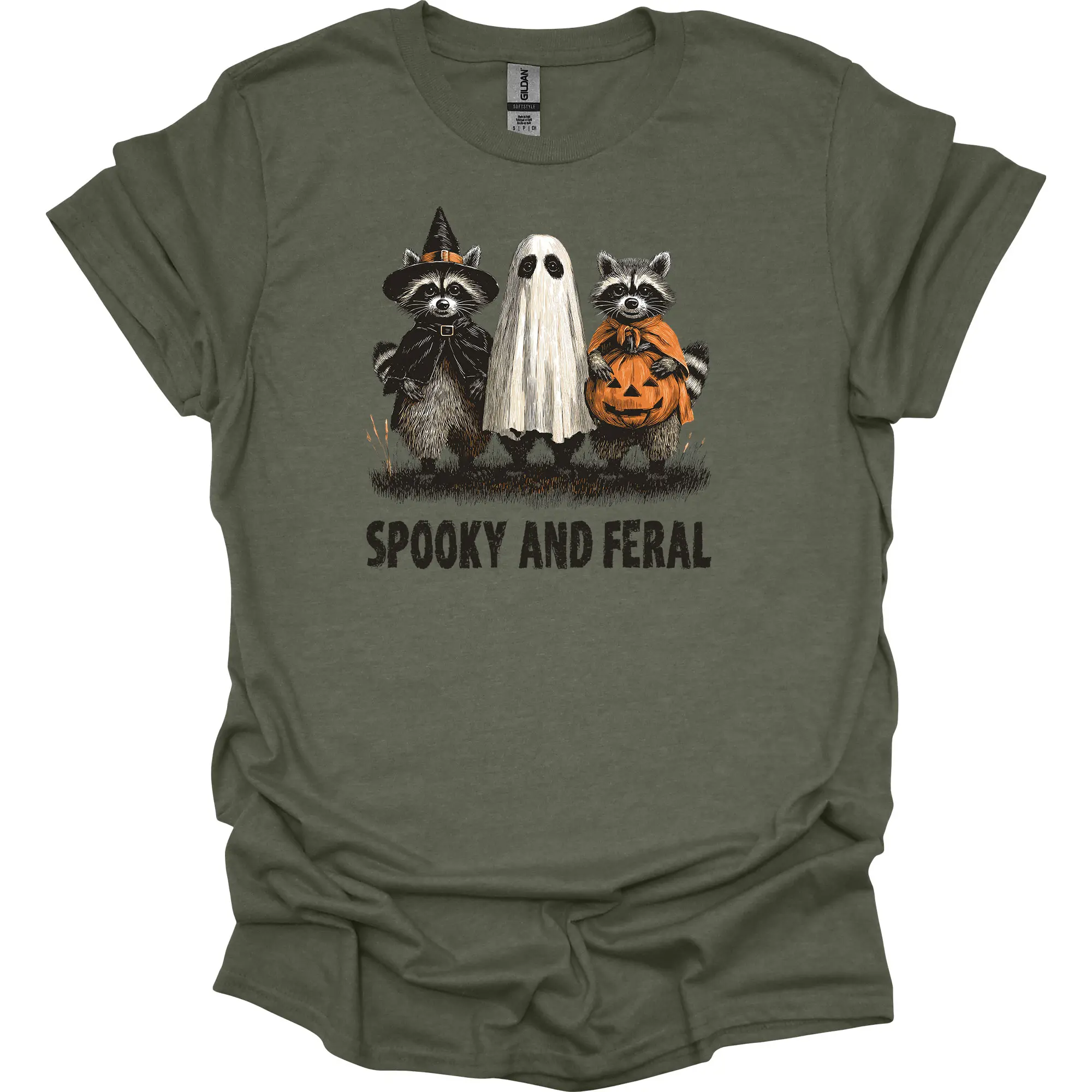 Spooky And Feral DTF Graphic T-Shirt - Unisex Relaxed Fit Soft Print Tee, 100% Cotton, Casual Wear, Perfect for Birthdays and Holidays - Comfort