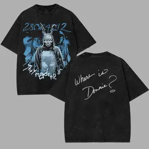 Vintage Donnie Darko where is donnie rabbit v7 Movie Shirt Double Printed Unisex Acid Washed T-Shirt Donnie Darko Tshirt Gift For Movie Fan wash