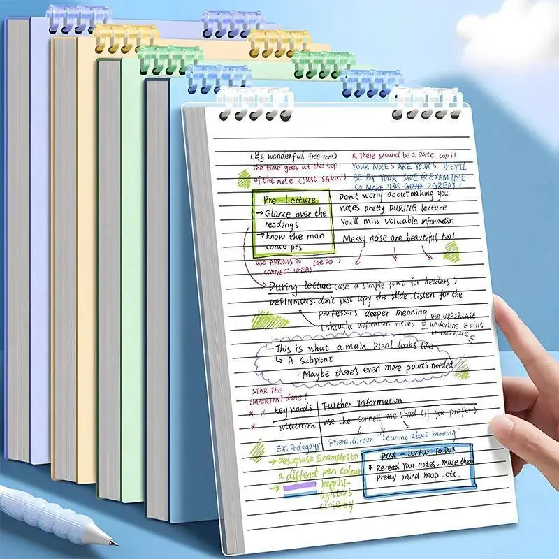 Blue Binder Notebook, Plastic Wire Bound with Smooth Writing Paper, for School College Office Notes, Refillable & Durable