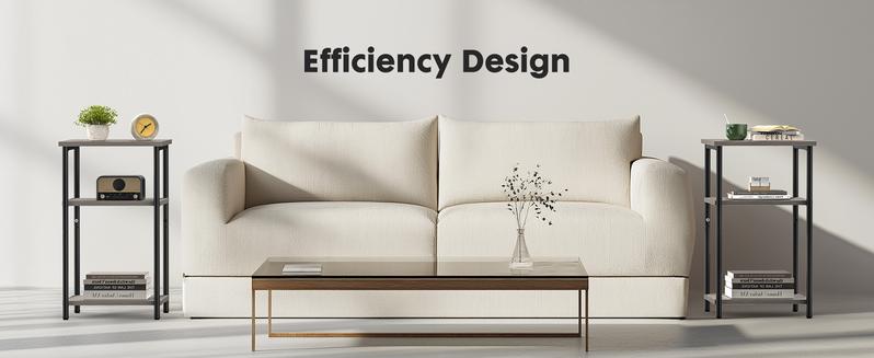 Sweet Furniture F 3-Tier End Table Side Table with Adjustable Feet,Small Nightstand Space-Saving for Bedroom Living Room Office