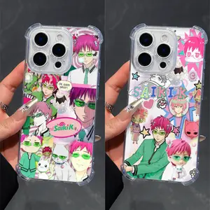 Anime Saiki K Colorful Pink Y2K Phone Case Suitable for IPhone 17 16 15 14 13 12 11 Pro Max Plus Air Protective Drop-proof Gift Unique Design