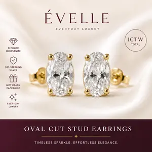 Évelle Oval Cut Stud Earrings | Silver & Gold Plated | Luxury Effortless Elegance Premium Cubic Zirconia