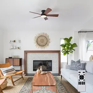 Modern Ceiling Fan with Light: 42-Inch Small Fans for Bedroom Outdoor - Ceiling Fanlights Dimmable Low Profile Ceiling Fans with Remote Control Flush Mount 5 Reversible 6 Speeds Timer