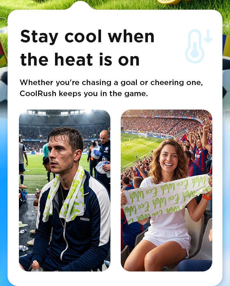 Summer Heat Relief Hack | CoolRush Towel, 3s Instant Cool | Lasts 3 Hours | Summer Essential for Sports, Travel, Concerts & Outdoor Events | Great Summer Gift