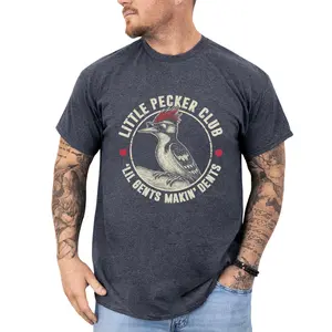 MAPTEES Retro Little Pecker Club Graphic Tee, Funny Sarcastic Woodpecker T-shirt For Men, Vintage Adult Humor Shirt, Dark Humor Men Tee
