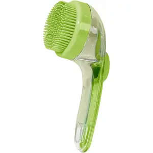 Pet Grooming Brush, Dog Cat Shampoo Dispenser Brush, Silicone Bath Massager, Waterproof