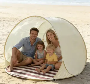 Portable Quick-Open Beach Tent, Large-Space Sunshade and Waterproof Portable Folding Tent for 3-4 People for Outdoor Camping