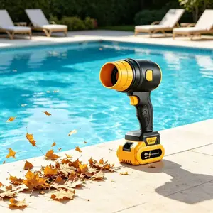 1pcs Professional Repairmen Household Users Cordless Mini Turbo Jet Blower, 21V 2400mAh Li-ion Battery Handheld Dust Blower, 34000RPM High Speed Motor Violent Airflow for Car Garage Lawn Cleaning, Lightweight Industrial Air Blower Duster