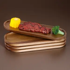 Wooden Serving Trays Set, 4/8pcs Breakfast Tray & Oval Charcuterie Board, 4'' & 12.8'' Wood Platter, Cheese Serving Plate