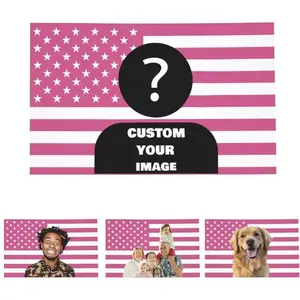 Personalized Pink USA Flag Banner: Custom Image & Text Tapestry | Funny Wall Decor for Dormitories, Bars & Music Concerts banners