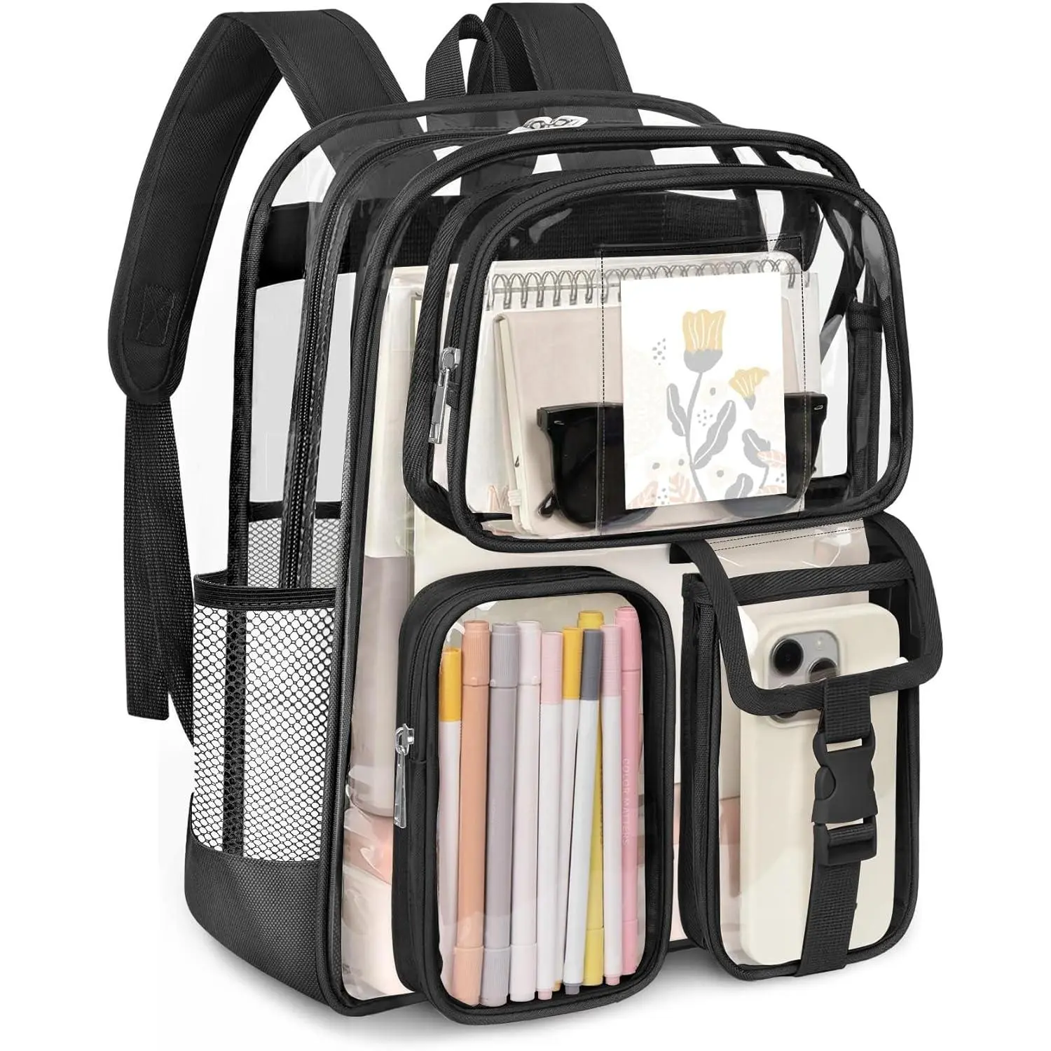 Transparent Waterproof Unisex PVC Fabric Backpack - Heavy-Duty Modern College Backpack with Large Capacity for Stadium Events, School Use
