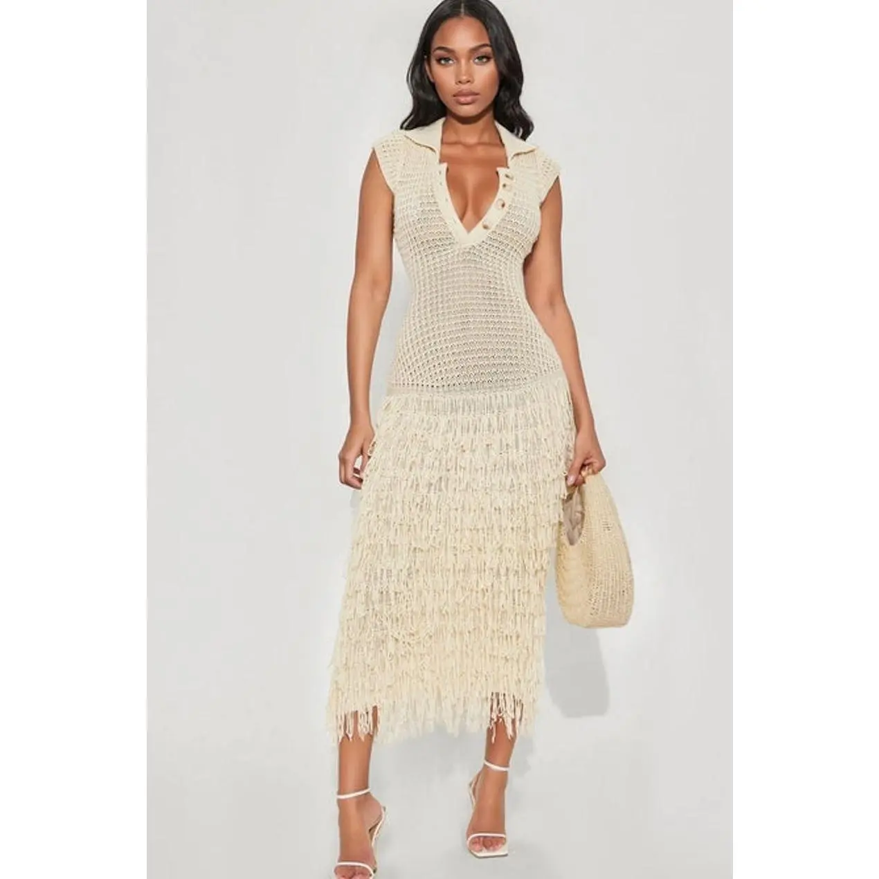 Catalina Crochet Maxi Dress - Cream X