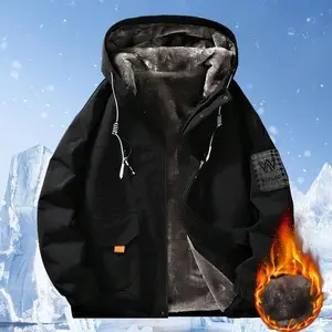 Men’s windproof winter jacket — thick, puffed hooded coat with a reversed pocket; casual outdoor and sportswear; sporty windproof jacket | sporty-style winter jacket | comfortable lining; winter clothing.