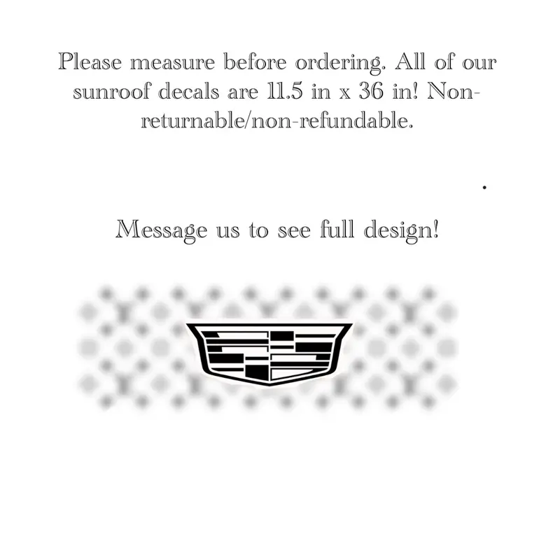 Sunroof Decal (Cadillac & LV Pattern) for Trucks, Cars, and More! MEASURE BEFORE ORDERING! (Put name in the notes at checkout!)