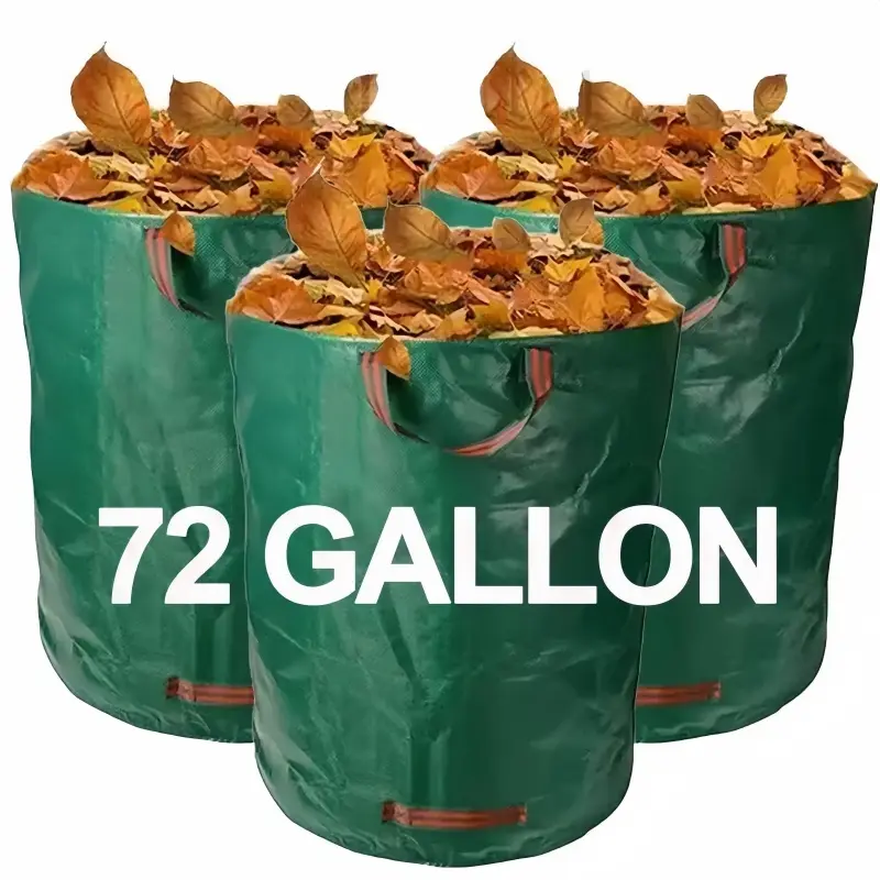 72 gallons of reusable garden garbage bags, 3 sets, thick lawn leaf bags with 4 reinforced handles, can be placed upright, suitable for leaves, grass clippings and debris