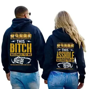 Matching Couple Hoodie This Assh0le-Biitch Belongs To Me Graphic Couple Hoodie Tshirt Sweatshirt Casual Fabric Pullover Perfect Gift