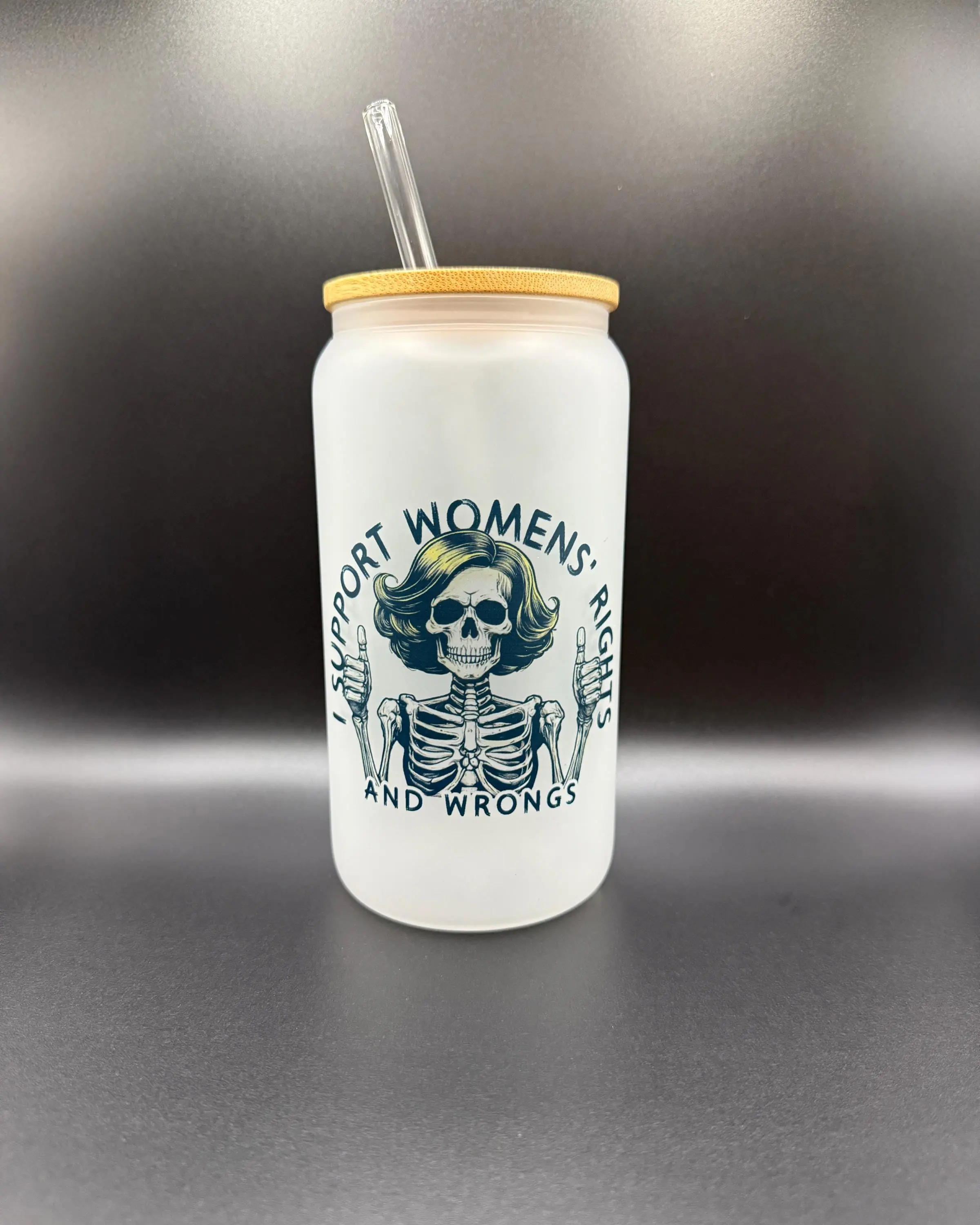 Frosted Glass Tumbler 18oz - Dark Humor Coffee Cup