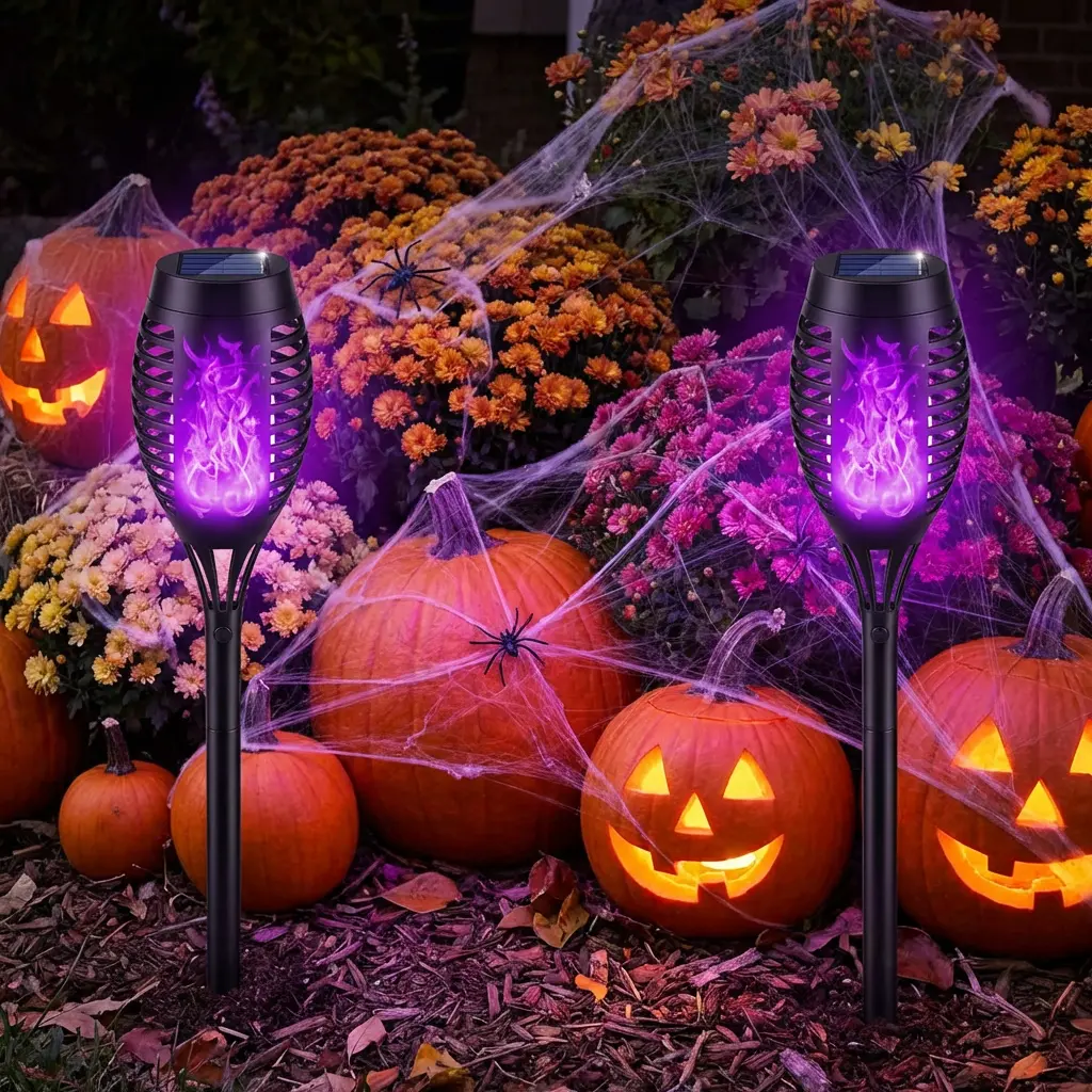Solar Flame Torch Lights Outdoor, 12 Pack IPX4 Waterproof LED Decorative Garden Lights for Patio, Deck & Landscape,Perfect for Halloween, Christmas and holiday decorations, #summervibes summergarden#SummerWins #DealsForYouDays