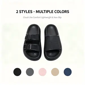 Cloud Sandals For Womens And Mens Double Buckle Adjustable Slides Hick Sole Slippers Shower Cushion Anti-Slip Fathersdaygift Footwear