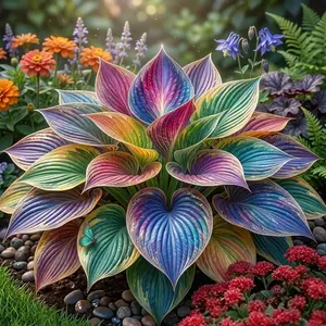 1000+ Rainbow Hosta Seeds Grow Into Stunning Multicolored Foliage