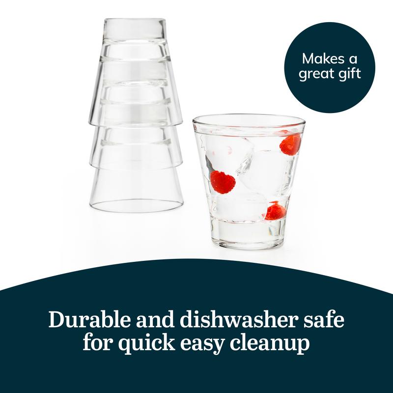 Libbey 15710 Endeavor Stacking DuraTuff Rocks Glass Set, 9 oz, Clear Drinking Glass Set of 12, Modern Stacking Glasses for Cocktails and Fine Liquors