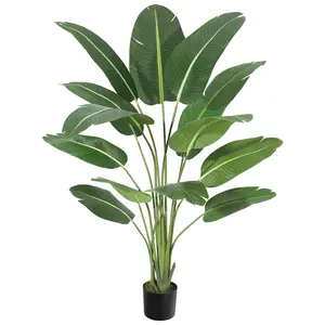 72 ins Artificial Tree Bird of Paradise Artificial Plant with 13 Trunks Fake Tree - 6 ft Faux Plants Fake Banana Tree Plant with Pot Artificial Trees for Home Decor Indoor Outdoor