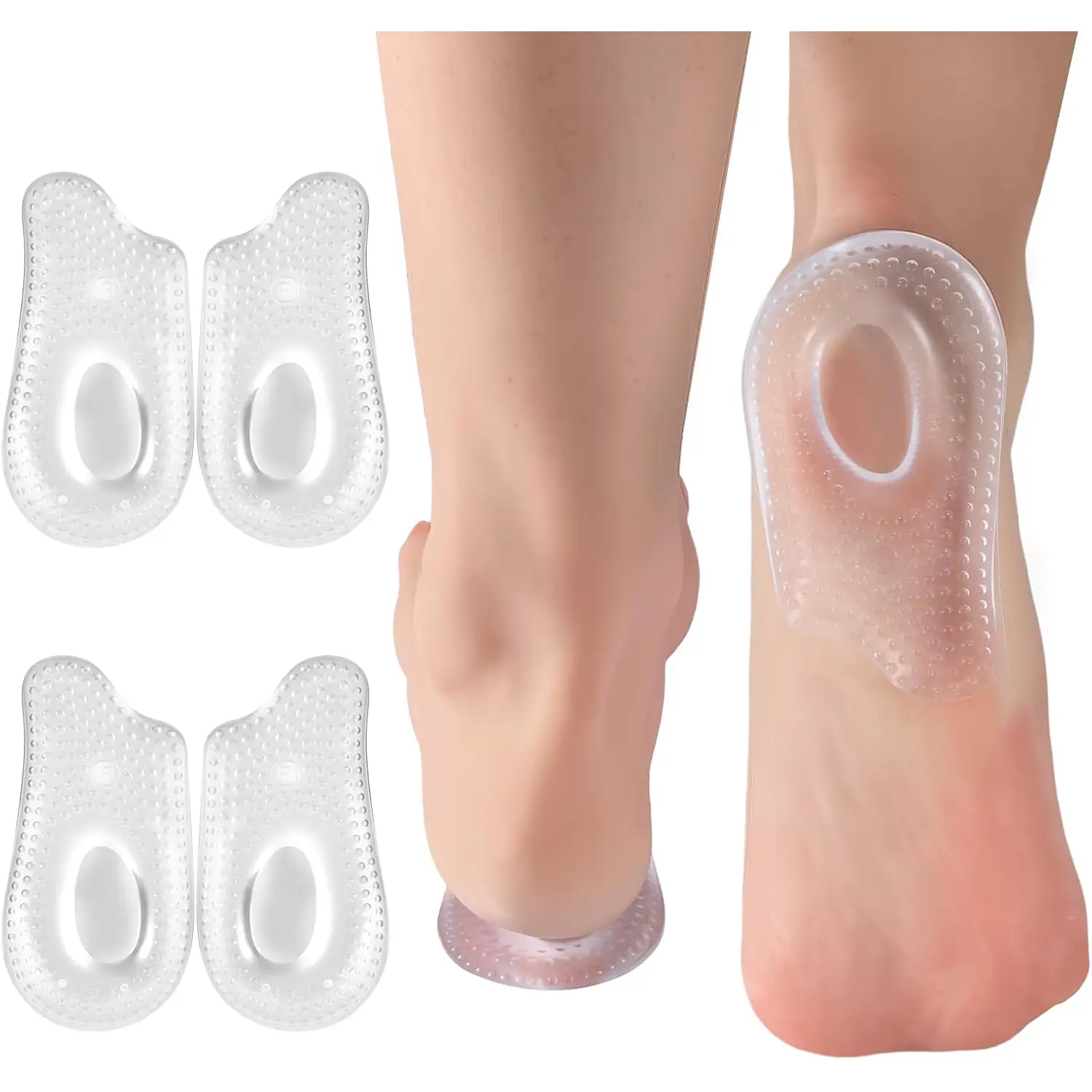 Sibba 2 Pair Plantar Fasciitis Heel Cups, Heel Inserts for Achilles Tendonitis, Plantar Fasciitis, Shock Absorption, Plantillas para Espolon Calcaneo, Gel Heels Cushions and Cups
