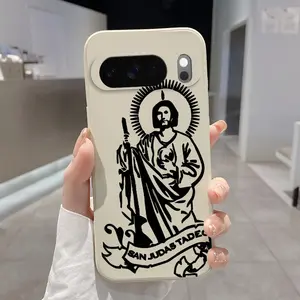 Saint Jude Symbol Pattern Rounded Edge Phone Case for Google Pixel 10 9 XL 8 7 Pro A Shockproof Full Camera Protection Durable Slim Liquid Silicone Cover Smartphone Casing