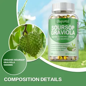 Buporai Soursop Dietary Supplement, 120 capsules per bottle, supports skin, digestive function, and immune function. Provides nutritional supplementation.