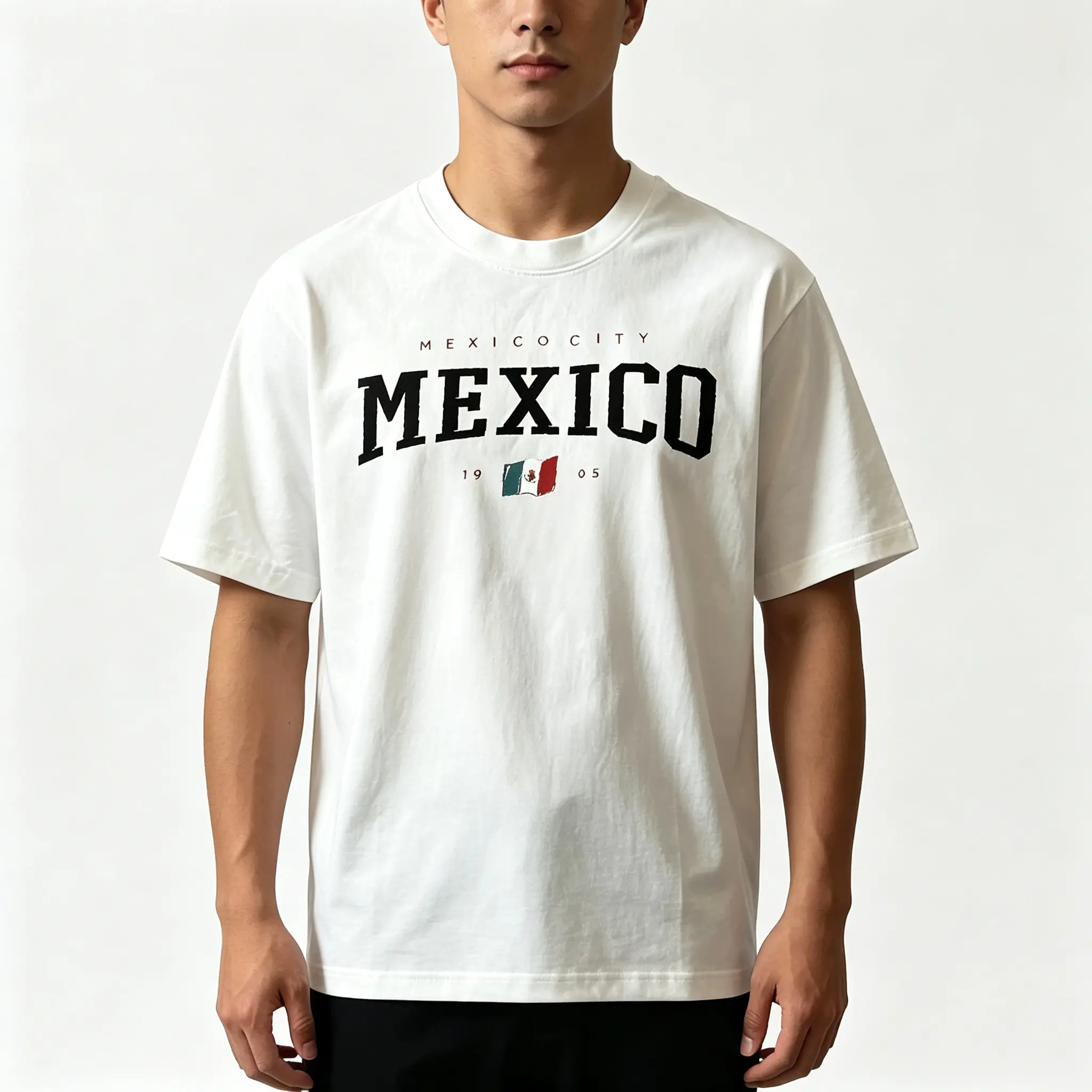 Women's 1995 Mexico City Vintage Graphic Shortsleeve Round Neck Drop Shoulder Cotton Tshirt - Unisex Sizing, Covers All Sizes, Reinforced Neckline, Foldable Casual Spring Summer Top, Machine Washable Retro Layering Piece, Minimalist Fitted, Lightweight